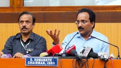 Indian Space Research Organisation (ISRO) Chairman S Somanath addresses a press conference after successful launch of ISRO's Space Docking experiment, in Sriharikota, Andhra Pradesh on Monday. (PTI) Indian Space Research Organisation (ISRO) Chairman S Somanath addresses a press conference after successful launch of ISRO's Space Docking experiment, in Sriharikota, Andhra Pradesh on Monday. (PTI)