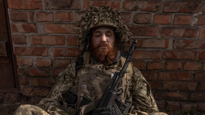 A Ukrainian infantry soldier of the 23rd Mechanized Brigade sits as he waits to deploy toward the frontline in the Avdiivka direction, in the Donetsk region, on April 3, 2024, amid the Russian invasion of Ukraine. (AFP) A Ukrainian infantry soldier of the 23rd Mechanized Brigade sits as he waits to deploy toward the frontline in the Avdiivka direction, in the Donetsk region, on April 3, 2024, amid the Russian invasion of Ukraine. (AFP)