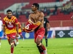 Robi Hansda scored the only goal of the match in the added-time of the second half at the Gachibowli Stadium