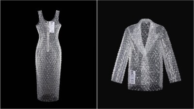 Belarusian brand ZNWR introduced a new collection of outfits made entirely out of bubble wrap. (Instagram) Belarusian brand ZNWR introduced a new collection of outfits made entirely out of bubble wrap. (Instagram)