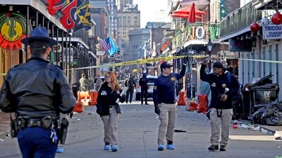 Law enforcement officers from multiple agencies work the scene on Bourbon Street after at least ten people were killed when a person allegedly drove into the crowd in the early morning hours of New Year's Day on January 1, 2025 in New Orleans, Louisiana. (Getty Images via AFP) Law enforcement officers from multiple agencies work the scene on Bourbon Street after at least ten people were killed when a person allegedly drove into the crowd in the early morning hours of New Year's Day on January 1, 2025 in New Orleans, Louisiana. (Getty Images via AFP)