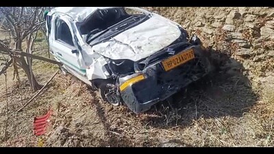 Mangled remains of the car. (HT Photo)