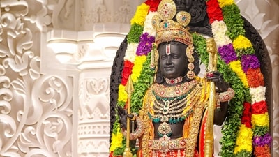 Prime Minister Narendra Modi offers prayers before the idol of Ram Lalla during the 'Pran Pratishtha' rituals at the Ram Mandir, in Ayodhya, Jan. 22, 2024. (PTI) Prime Minister Narendra Modi offers prayers before the idol of Ram Lalla during the 'Pran Pratishtha' rituals at the Ram Mandir, in Ayodhya, Jan. 22, 2024. (PTI)