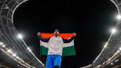 Neeraj Chopra celebrates after winning the silver medal in the men's javelin throw athletics event at the 2024 Summer Olympics, in Paris, Aug. 8, 2024. (PTI/Ravi Choudhury) Neeraj Chopra celebrates after winning the silver medal in the men's javelin throw athletics event at the 2024 Summer Olympics, in Paris, Aug. 8, 2024. (PTI/Ravi Choudhury)