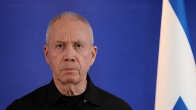 Former Israeli Defense Minister Yoav Gallant at a press conference shortly after he was sacked by Israeli Prime Minister Benjamin Netanyahu who cited a lack of trust, at the Ministry of Defense in Tel Aviv, Israel November 5, 2024. (Reuters)
