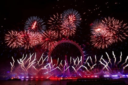Fireworks explode over the London Eye Ferris wheel as Britons across the country welcome the New Year, in London, Britain, January 1, 2025. (REUTERS)