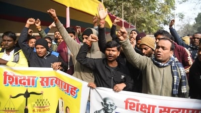 Demonstrations at Gardanibagh in Patna over the alleged leak of a question paper of the December 13 combined preliminary exam conducted by BPSC. (Santosh Kumar) Demonstrations at Gardanibagh in Patna over the alleged leak of a question paper of the December 13 combined preliminary exam conducted by BPSC. (Santosh Kumar)