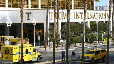 The Tesla Cybertruck exploded outside the Trump International Hotel in Las Vegas. (AP) The Tesla Cybertruck exploded outside the Trump International Hotel in Las Vegas. (AP)