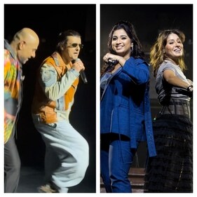 (Left) Vishal Dadlani and Sonu Nigam in Jaan Le Gayi; (right) Shreya Ghoshal and Sunidhi Chauhan in Chhaila (Left) Vishal Dadlani and Sonu Nigam in Jaan Le Gayi; (right) Shreya Ghoshal and Sunidhi Chauhan in Chhaila