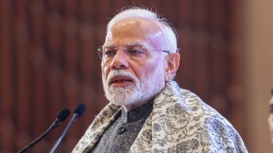 Prime Minister Narendra Modi speaks during the 'Veer Bal Diwas' programme at Bharat Mandapam in New Delhi. (PTI File Photo) (PTI)