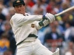 File image of Steve Waugh playing a square cut,