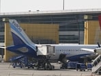 An IndiGo aircraft on the tarmac at Indira Gandhi International Airport in New Delhi. An IndiGo aircraft on the tarmac at Indira Gandhi International Airport in New Delhi.