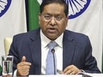 Ministry of External Affairs spokesperson Randhir Jaiswal speaks during weekly media briefing in New Delhi on Friday (PTI) Ministry of External Affairs spokesperson Randhir Jaiswal speaks during weekly media briefing in New Delhi on Friday (PTI)