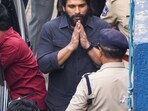 Actor Allu Arjun arrive at the Chikkadpally police station for questioning as part of an ongoing probe into the stampede.