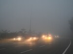 Vehicles move slowly on the Delhi-Gurugram expressway amid dense fog on January 3, 2025. Vehicles move slowly on the Delhi-Gurugram expressway amid dense fog on January 3, 2025.