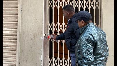 A hotel being sealed in Ludhiana on Friday. (HT Photo)