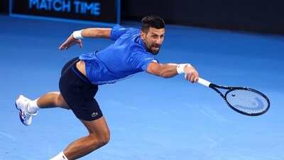 Novak Djokovic faces defeat in the Brisbane Internationals quarter-final. (AP Photo/Pat Hoelscher) (AP) Novak Djokovic faces defeat in the Brisbane Internationals quarter-final. (AP Photo/Pat Hoelscher) (AP)