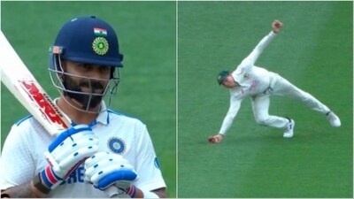 Virat Kohli survived a golden duck after Steve Smith's effort was ruled out by the 3rd umpire (X) Virat Kohli survived a golden duck after Steve Smith's effort was ruled out by the 3rd umpire (X)