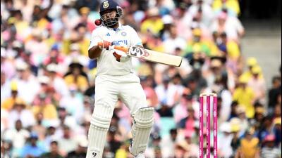 Rishabh Pant is struck by a short delivery from Australia's Mitchell Starc during the fifth Test match at Sydney. (AAP Image via REUTERS) Rishabh Pant is struck by a short delivery from Australia's Mitchell Starc during the fifth Test match at Sydney. (AAP Image via REUTERS)