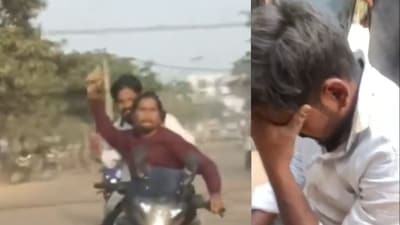 Video of the biker chasing a car and throwing stones went viral. (X/@gharkakalesh) Video of the biker chasing a car and throwing stones went viral. (X/@gharkakalesh)