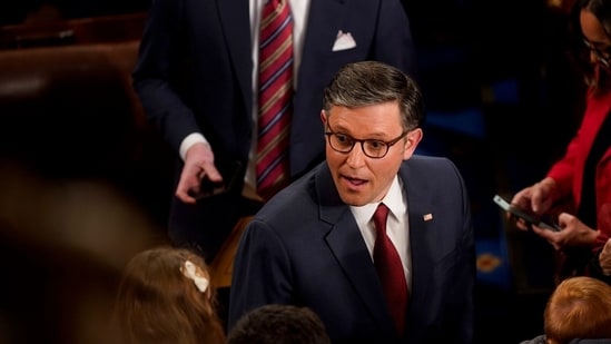 Representative Mike Johnson, a Republican from Louisiana, in the House Chamber of the US Capitol in Washington, DC, US, on Friday, Jan. 3, 2025. (Bloomberg)