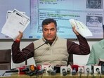 BJP leader Parvesh Verma during a press conference in New Delhi.