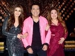 Raveena Tandon, Govinda, and Sunita Ahuja on Nach Baliye. Raveena Tandon, Govinda, and Sunita Ahuja on Nach Baliye.