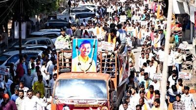 Massive all-party march in Parbhani over Beed sarpanch’s murder Massive all-party march in Parbhani over Beed sarpanch’s murder