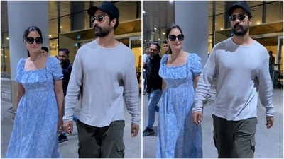 sachin and babi light blue dress Solid-Colored Dresses Are Hot Right Now, Have A Look At Katrina Kaif's  Wardrobe For Inspiration