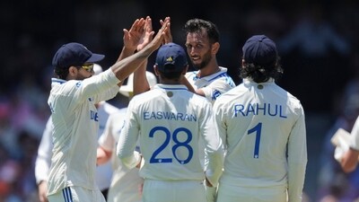 Prasidh Krishna also impressed in the first Test he played this series and claimed three crucial wickets, including Steve Smith, Alex Carey and Beau Webster. (AP) Prasidh Krishna also impressed in the first Test he played this series and claimed three crucial wickets, including Steve Smith, Alex Carey and Beau Webster. (AP)