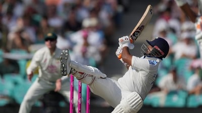 India's Rishabh Pant bats during play on the second day of the fifth cricket Test (AP) India's Rishabh Pant bats during play on the second day of the fifth cricket Test (AP)