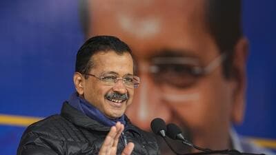 Arvind Kejriwal addresses a press conference at the AAP headquarters on Saturday (PTI) Arvind Kejriwal addresses a press conference at the AAP headquarters on Saturday (PTI)