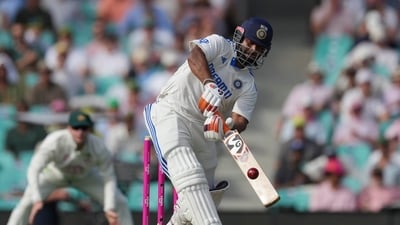 An explosive Rishabh Pant slammed the second fastest Indian Test half-century Saturday to drive his team to a 145-run lead with four wickets left after an intense day two of the decisive fifth Test. (AP) An explosive Rishabh Pant slammed the second fastest Indian Test half-century Saturday to drive his team to a 145-run lead with four wickets left after an intense day two of the decisive fifth Test. (AP)