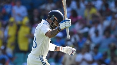 Virat Kohli got frustrated after getting dismissed cheaply for 6. He once again poked the ball outside off-stump to get caught at the slip. (AFP) Virat Kohli got frustrated after getting dismissed cheaply for 6. He once again poked the ball outside off-stump to get caught at the slip. (AFP)
