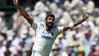 Jasprit Bumrah celebrates the wicket of Marnus Labuschagne on Day 2 of Sydney Test on Saturday. (AFP)