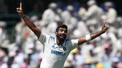 India's Jasprit Bumrah celebrates a successful caught-behind appeal, dismissing Australia's Marnus Labuschagne on day two of the fifth Test match. (AFP) India's Jasprit Bumrah celebrates a successful caught-behind appeal, dismissing Australia's Marnus Labuschagne on day two of the fifth Test match. (AFP)