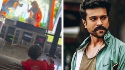 Ram Charan's daughter Klin Kaara watches him on TV for the first time. Ram Charan's daughter Klin Kaara watches him on TV for the first time.
