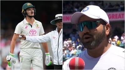 Rohit Sharma (R) reacted to the exchange between Sam Konstas and Jasprit Bumrah on Day 1 of the Sydney Test (AP/X) Rohit Sharma (R) reacted to the exchange between Sam Konstas and Jasprit Bumrah on Day 1 of the Sydney Test (AP/X)