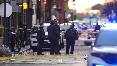 Emergency services attended to the scene on Bourbon Street after a vehicle drove into a crowd on New Orleans' Canal and Bourbon Street on January 1. (AP) Emergency services attended to the scene on Bourbon Street after a vehicle drove into a crowd on New Orleans' Canal and Bourbon Street on January 1. (AP)