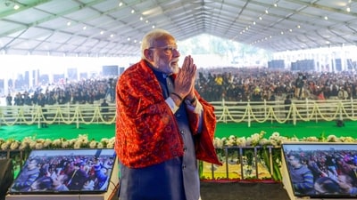PM Modi lays foundation stone for two new DU campuses, Veer Savarkar college (PTI) PM Modi lays foundation stone for two new DU campuses, Veer Savarkar college (PTI)