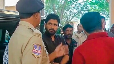 **EDS: SCREENGRAB** Hyderabad: Actor Allu Arjun appears at a court in theatre stampede case, in Hyderabad, Telangana, Saturday, Jan. 4, 2025. Arjun, who was granted regular bail in a case over the death of a woman in a stampede in the city during the premiere of his latest film, 'Pushpa-2', on Saturday submitted sureties and bonds in a local court as per his bail conditions. (PTI Photo) (PTI01_04_2025_000291A) (PTI) **EDS: SCREENGRAB** Hyderabad: Actor Allu Arjun appears at a court in theatre stampede case, in Hyderabad, Telangana, Saturday, Jan. 4, 2025. Arjun, who was granted regular bail in a case over the death of a woman in a stampede in the city during the premiere of his latest film, 'Pushpa-2', on Saturday submitted sureties and bonds in a local court as per his bail conditions. (PTI Photo) (PTI01_04_2025_000291A) (PTI)