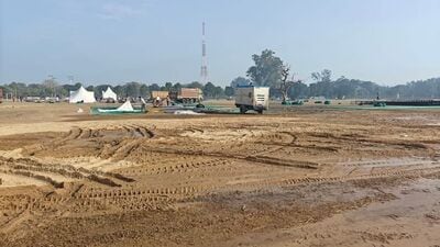 The football ground of the PAU after the musical concert of Diljit Dosanjh in Ludhiana. (HT Photo) The football ground of the PAU after the musical concert of Diljit Dosanjh in Ludhiana. (HT Photo)