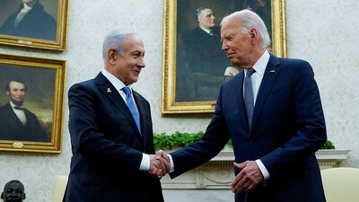 FILE PHOTO: US President Joe Biden meets with Israeli Prime Minister Benjamin Netanyahu in the Oval Office at the White House in Washington. (REUTERS)