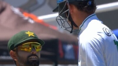 Babar Azam was seen trying to sledge with Marco Jansen. However, the tactic went horribly wrong (Screengrab - X ) Babar Azam was seen trying to sledge with Marco Jansen. However, the tactic went horribly wrong (Screengrab - X )