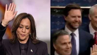 Vice President Kamala Harris was subjected to embarrassing criticism on January 3, 2025, when she appeared to fumble the Pledge of Allegiance on the Senate's opening day. (Photo by SAUL LOEB / AFP) (X) Vice President Kamala Harris was subjected to embarrassing criticism on January 3, 2025, when she appeared to fumble the Pledge of Allegiance on the Senate's opening day. (Photo by SAUL LOEB / AFP) (X)