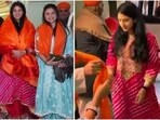 Radhika Merchant stuns in regal pink anarkali suit at Shrinathji Temple visit. Radhika Merchant stuns in regal pink anarkali suit at Shrinathji Temple visit.