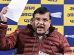 Aam Aadmi Party (AAP) MP Sanjay Singh addresses a press conference. (File image)