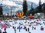Tourists at Solang Nala after fresh snowfall, in Manali.