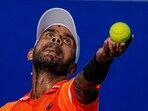 India's Sumit Nagal in action against Giovanni Fonio of Italy during their second round match of ATP Challenger Chennai Open 2024 tennis tournament, India's Sumit Nagal in action against Giovanni Fonio of Italy during their second round match of ATP Challenger Chennai Open 2024 tennis tournament,