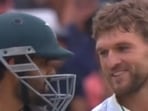 Babar Azam was not pleased when Proteas pacer Wiaan Mulder threw the ball at the stumps. Babar Azam was not pleased when Proteas pacer Wiaan Mulder threw the ball at the stumps.